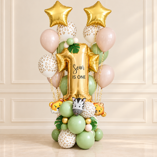 1st Happy Birthday Jungle Theme Balloon Bouquet