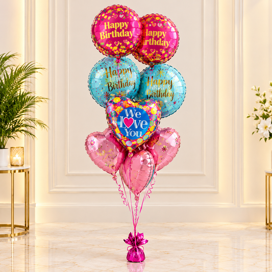 Twins Birthday Girls Balloons Bouquet