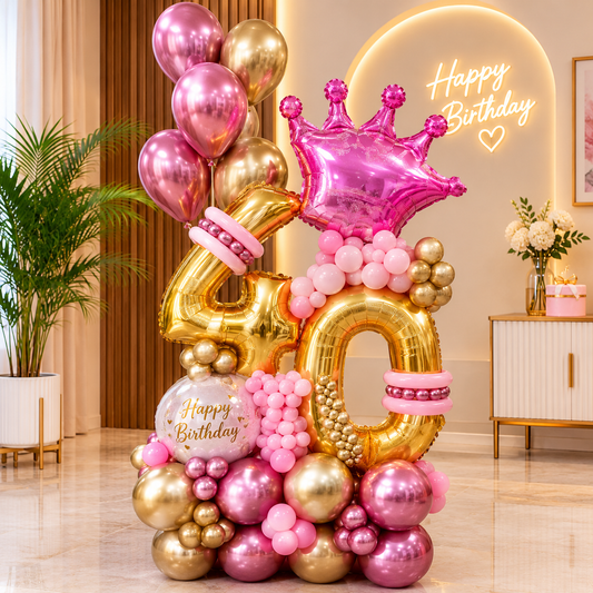 40th Birthday Balloons Cluster