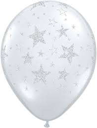 Party Balloon 11" Diamond Clear Glitter Stars & Stars-A-Round Latex Balloon-50CT