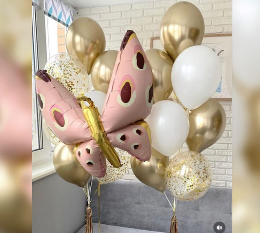 Butterfly Theme Chrome Balloon Bouquet