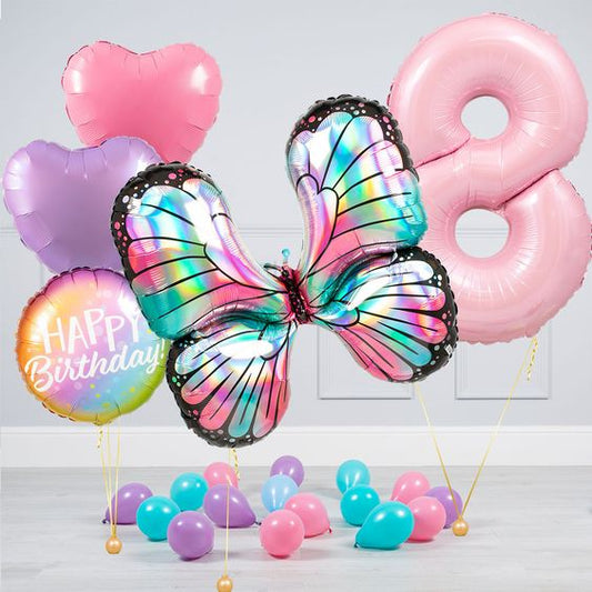 8th Birthday HBD Butterfly Balloon Bouquet