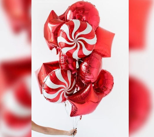 Christmas Theme Candy Swirls Balloon Bouquet