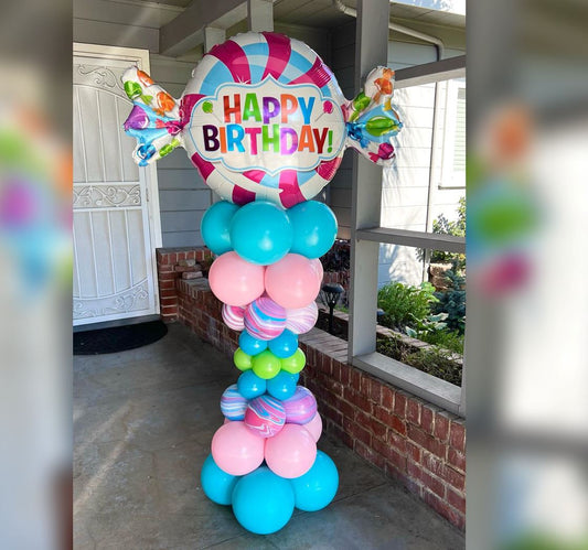 HBD Supershape Candy Cluster Balloon Bouquet