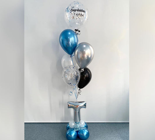 Congratulation Theme Chrome And Confetti Balloon Bouquet