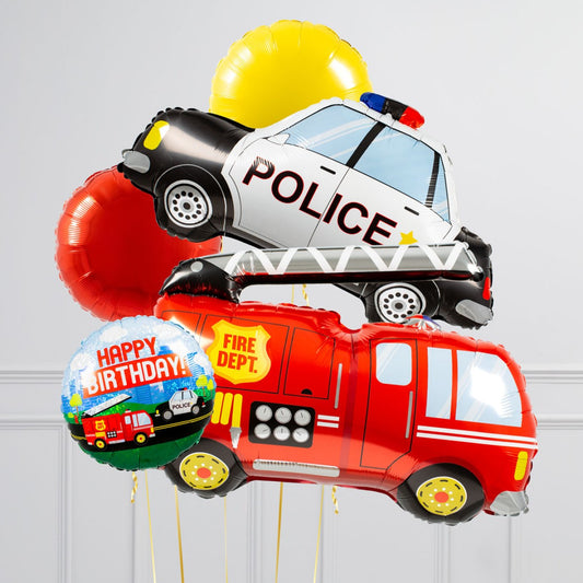 Police Car And Fire Brigade Balloon Bouquet