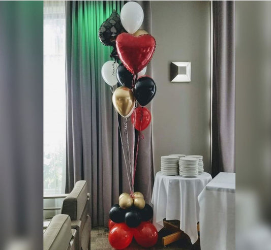 Casino Theme Spade And Heart Balloon Bouquet