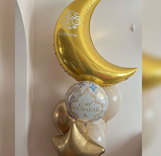 Eid Mubarak Crescent Moon Balloon Bouquet