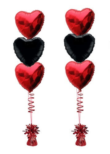 Party Balloons Black With Red Heart Balloons Bouquet