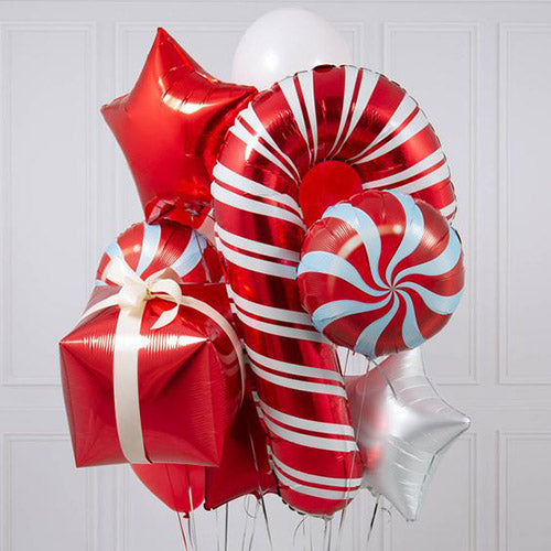 Party Balloon Christmas Gift Box with stick Balloon Bunch