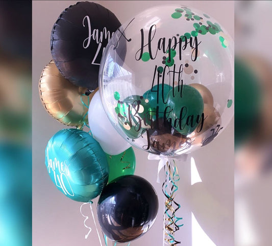40th Birthday HBD Bubble Balloon Bouquet
