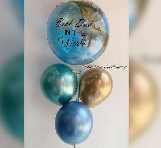 "Best Dad In The World" Planet Earth Balloon Bouquet
