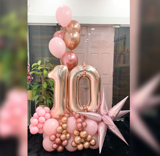 "10" Number Foil Balloon & Latex Balloon Bouquet