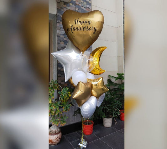 Anniversary Theme Stars And Crescent Balloon Bouquet