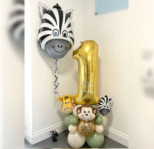 1st Birthday Jungle Theme Balloon Bouquet