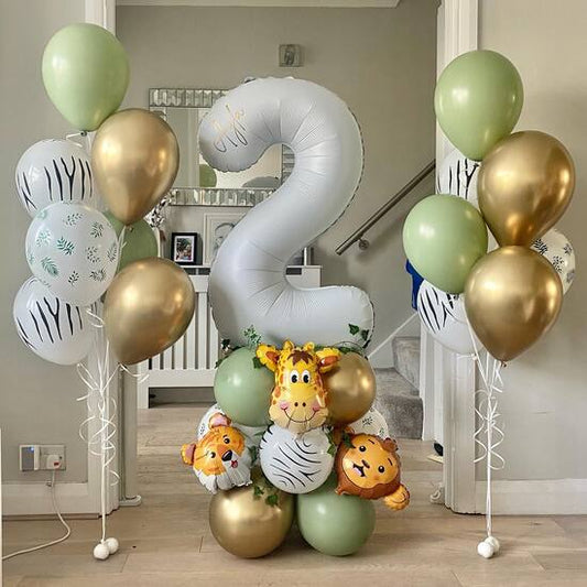 2nd Birthday Jungle Animals Balloon Bouquet