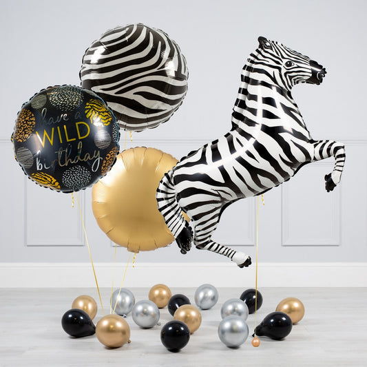 Jungle Theme Happy Birthday Zebra Balloon Bouquet