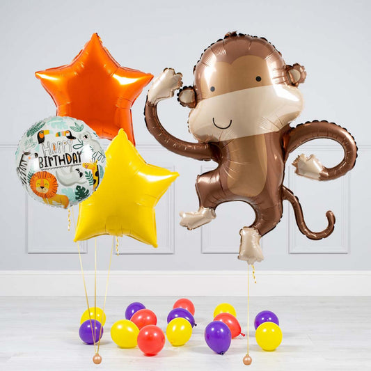 Jungle Theme Happy Bday Monkey Balloon Bouquet