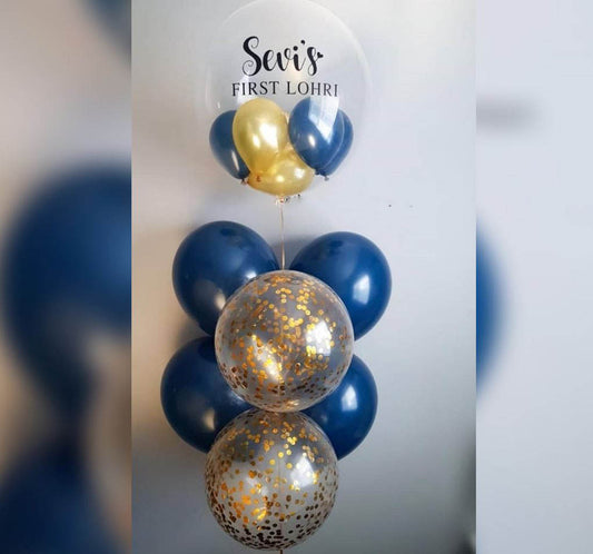 First Lohri Personalized Bubble Balloon Bouquet