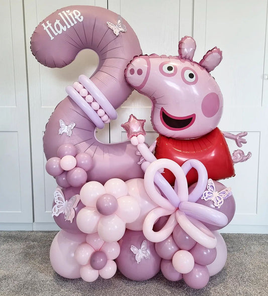 Jumbo Size Peppa Pig & Supershape Number Latex Balloon Bouquet