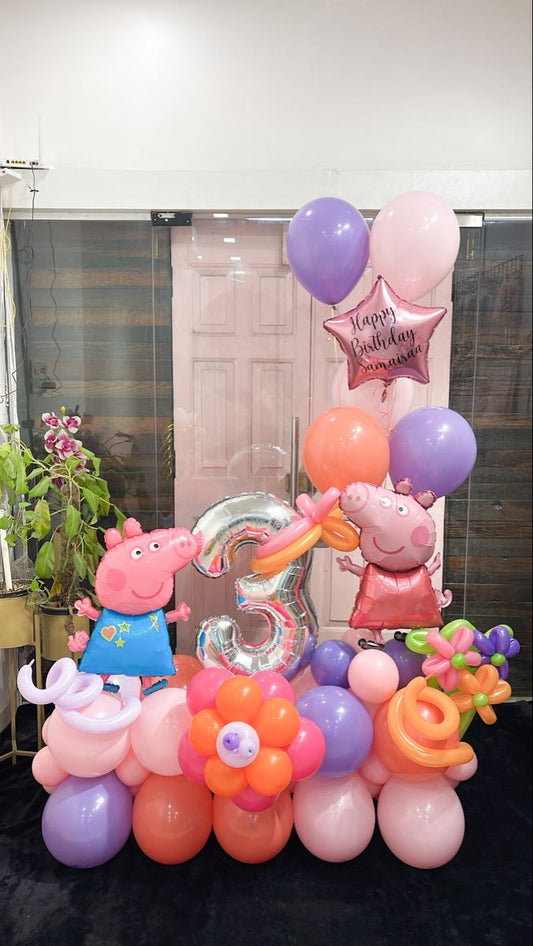 Peppa Pig & Number "3" Balloon Bouquet