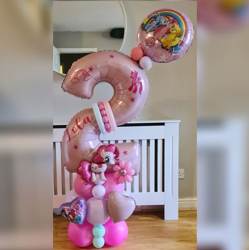 Number 2 Pinky Pie Pony Balloon Bouquet