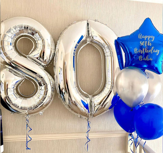 80th Number Personalized Star Balloon Bouquet