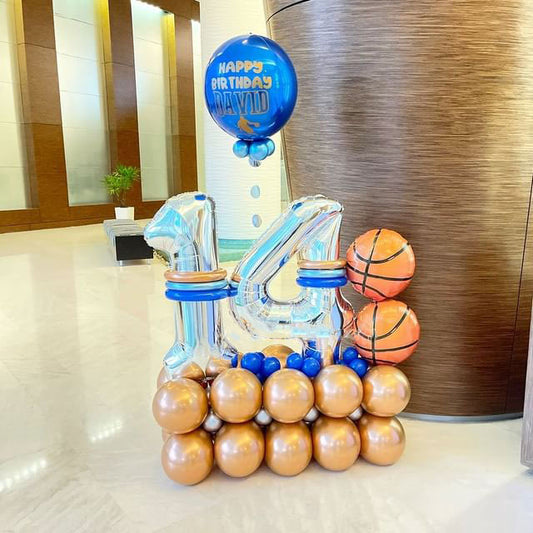 14 Number Basketball Theme Cluster Balloon Bouquet