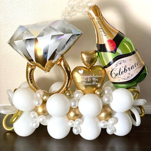 Wedding Ring Champagne Bottle Bouquet