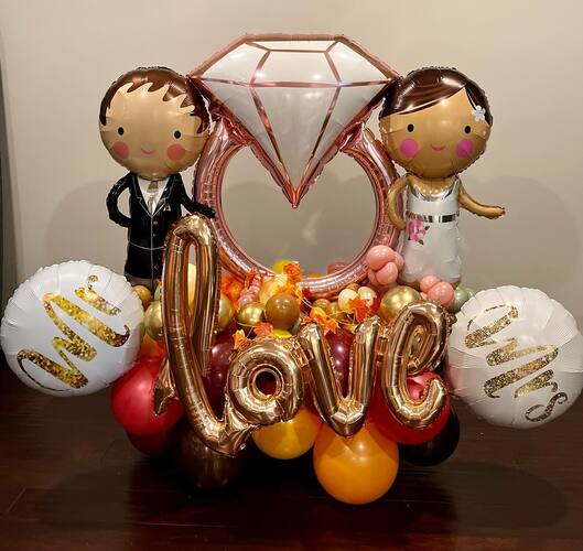 Wedding Ring Groom And Bride Balloon Bouquet