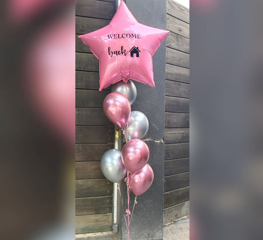 Welcome Home Personalized Baby Pink Star Balloon Bouquet