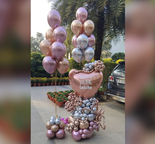 Welcome Home Personalized Chrome Cluster Balloon Bouquet