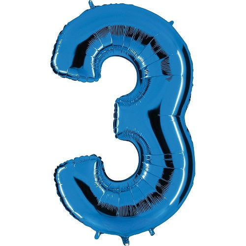 40" Namber Blue  (3) Foil Balloon 