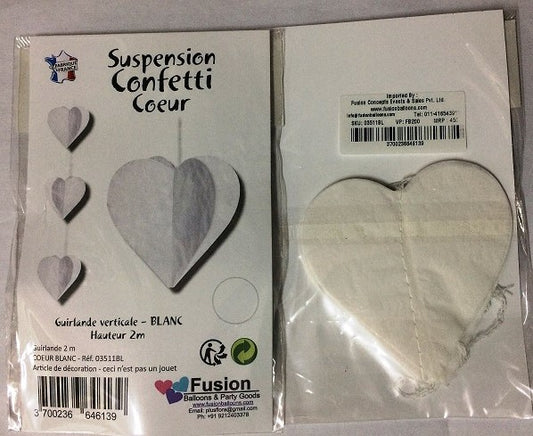 White Heart Papper Garland 2M
