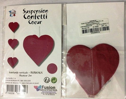 Maroon Heart Papper Garland 2M