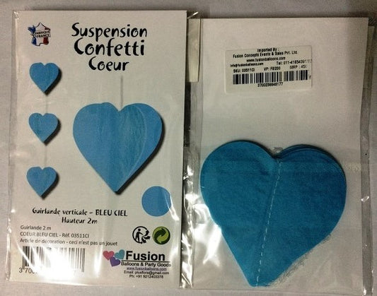 Party Balloon Pale Blue Heart Paper Garland 2M