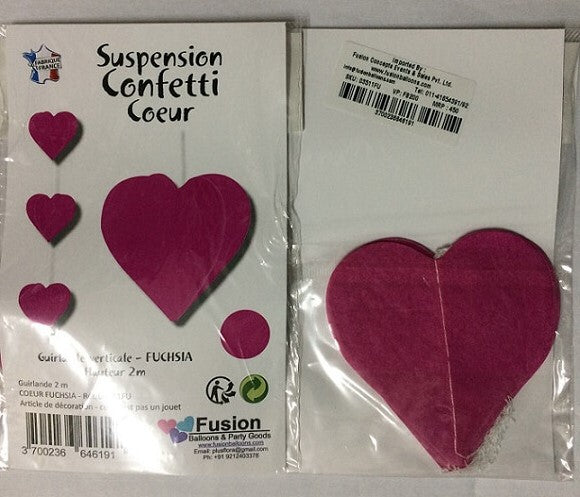 Party Balloon Dark Pink  Heart Paper Garland 2M