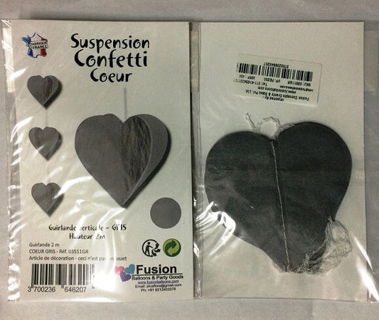 Party Balloon Grey Heart Paper Garland 2M