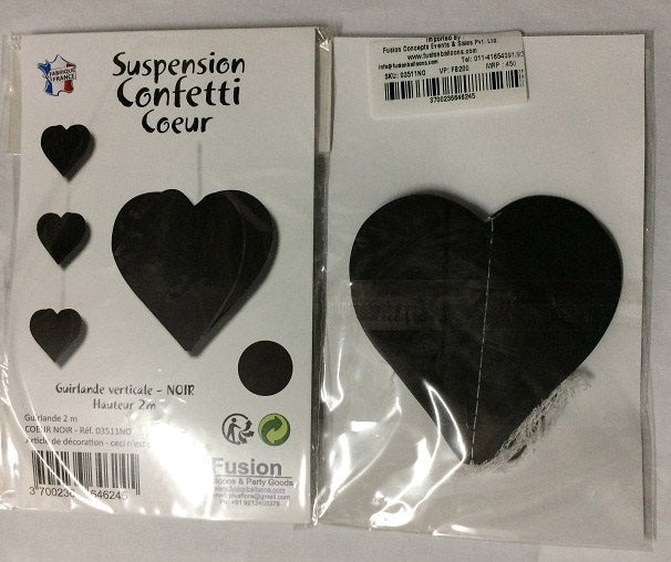 Party Balloon Black Heart Paper Garland 2M