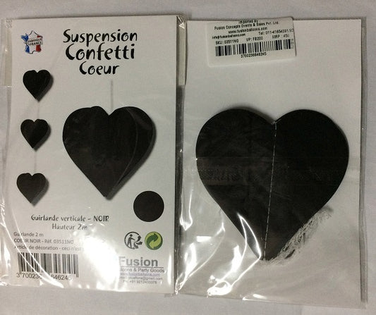 Party Balloon Black Heart Paper Garland 2M