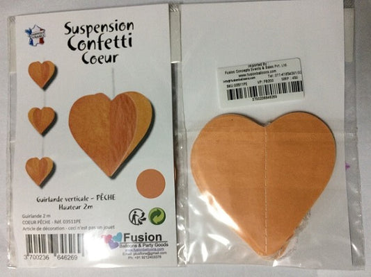 Party Balloon Peach Heart Paper Garland 2M
