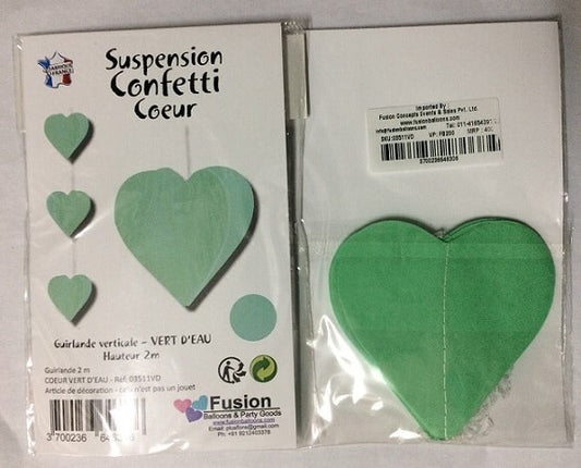 Party Balloon Turquise Green Heart Paper Garland 2M