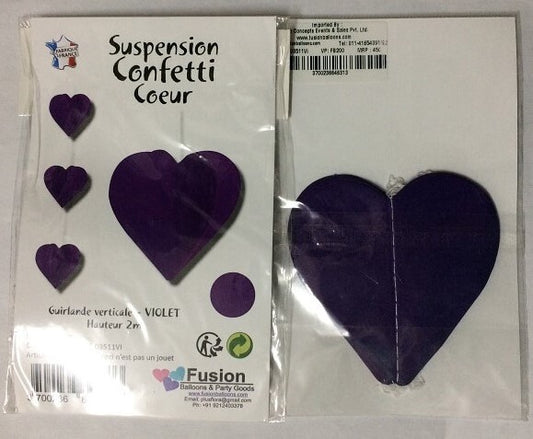 Party Balloon Voilet Heart Paper Garland 2M