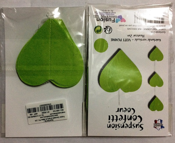 Party Balloons Lime Green Heart Paper Garland 2M