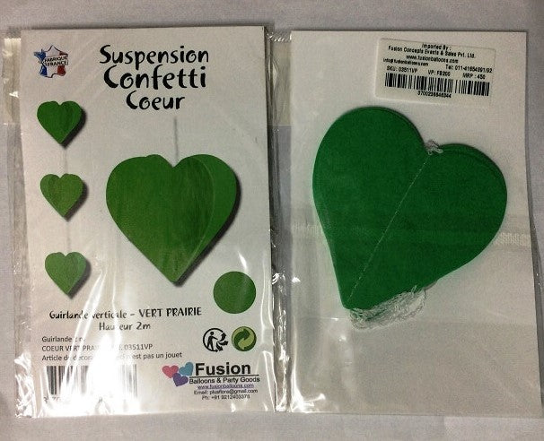 Winter Green Heart Papper Garland 2M
