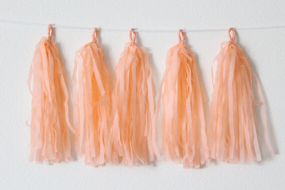 Party Balloons Peach Green Papper Tassels Garland