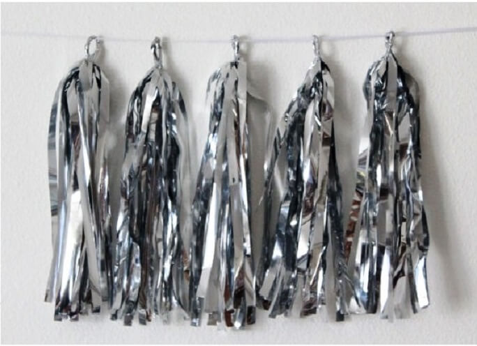 Party Balloons Silver Foil Tassels Garland 