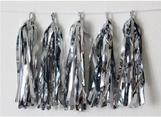 Party Balloons Silver Foil Tassels Garland 