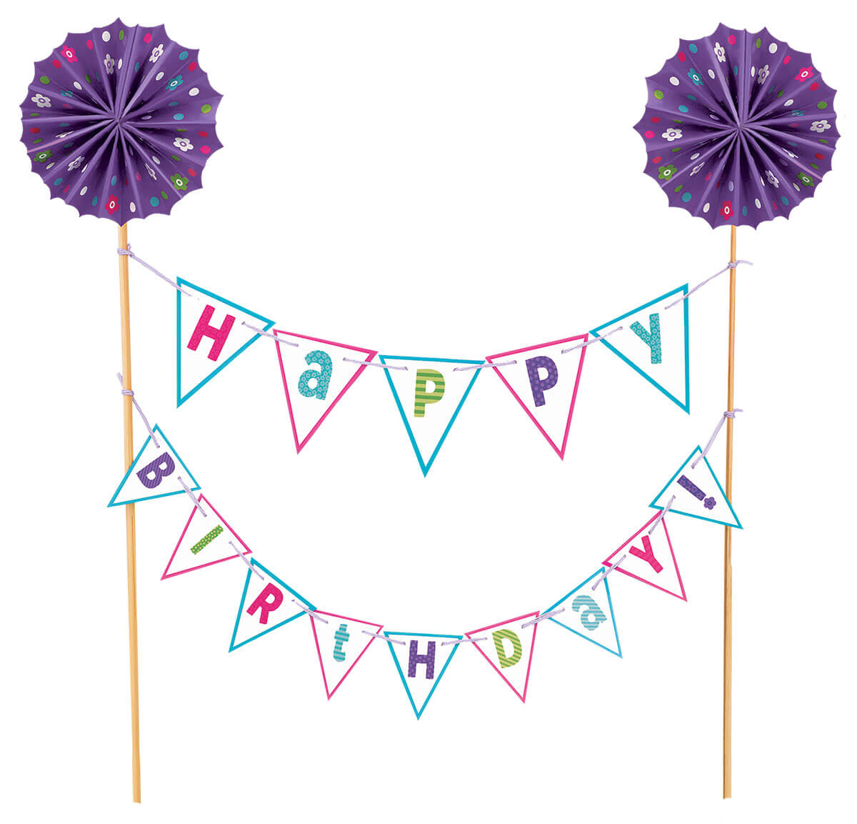 Party Balloon Bright Happy Birthday Pennant Banner Cake Topper