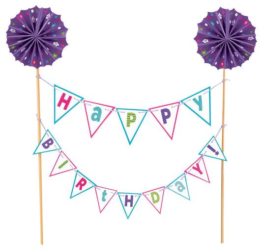 Party Balloon Bright Happy Birthday Pennant Banner Cake Topper